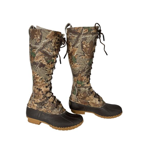 Vintage LL Bean Tall Leather Camouflage Duck Boots Womens Size 6.5 -7 Hunting - Picture 13 of 13